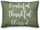 Grateful Thankful Blessed Lumbar Pillow, Green, 14"x20"