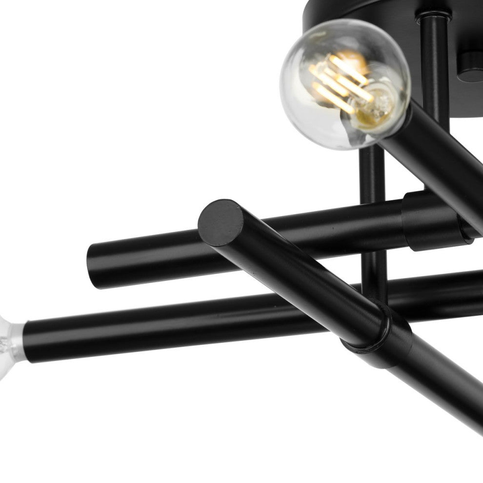 Arya Collection Four-Light Brushed Gold Luxe 20" Semi-Flush Mount Light, Matte Black