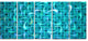 Turquoise Watercolor Fractal Pattern, Abstract Art on Canvas, 60"x28", 5 Panels