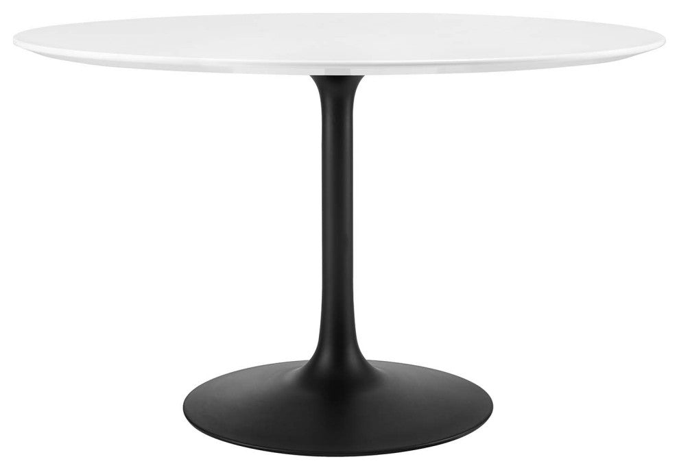 Lippa 47" Round Wood Dining Table Black White