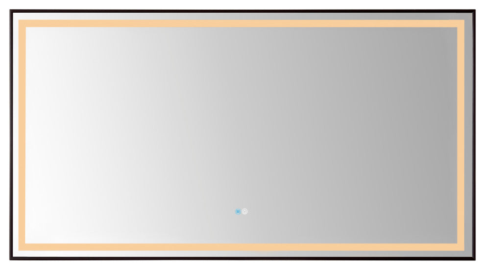 Horizontal Rectangular LED Wall Mount Bathroom Mirror, Black, 60"