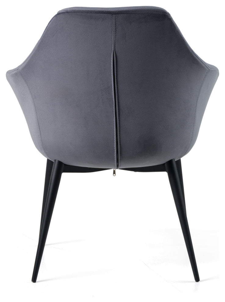 Modrest Wilson Modern Gray Velvet and Black Dining Chair