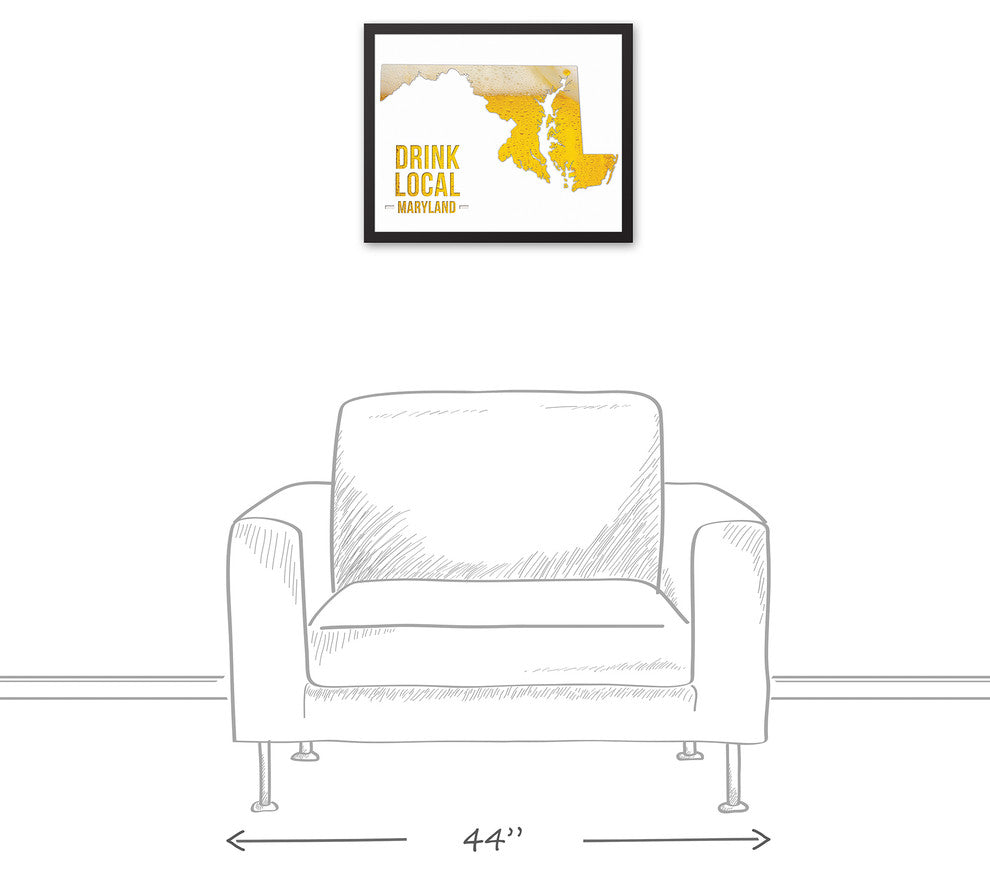 Maryland Drink Local Beer Framed Canvas Wall Art, 20"x16"