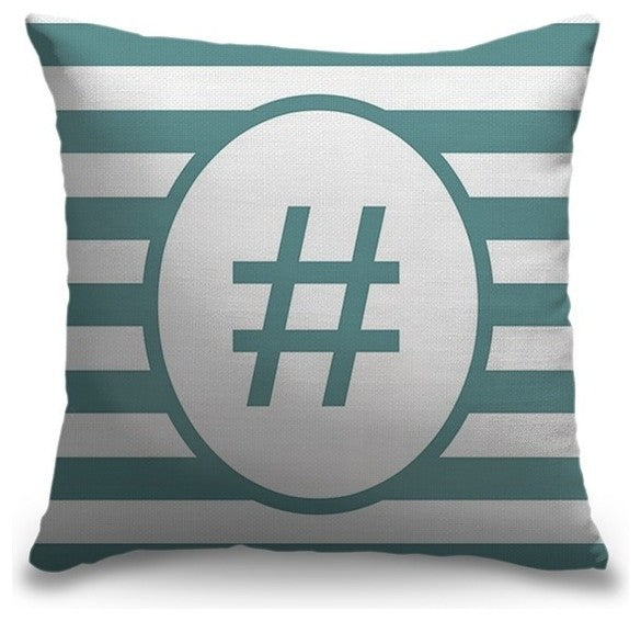 "Hashtag Symbol - Striped Oval" Outdoor Pillow 20"x20"