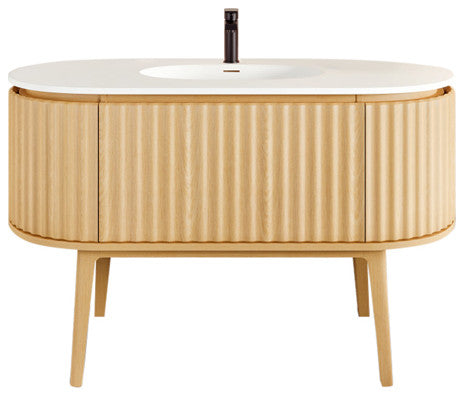 Eviva Haven 48" Oak Freestanding Vanity With White Solid Surface Integrated Top