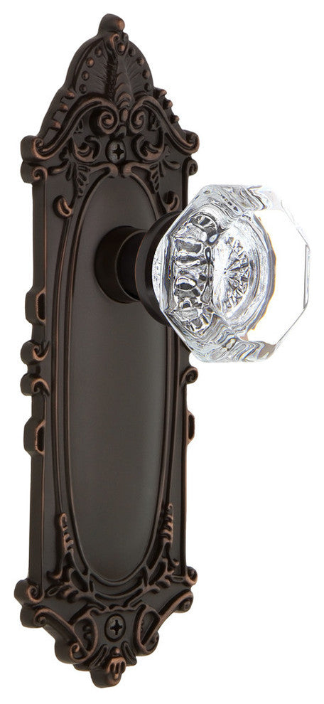 Victorian Plate Privacy Waldorf Door Knob, Timeless Bronze