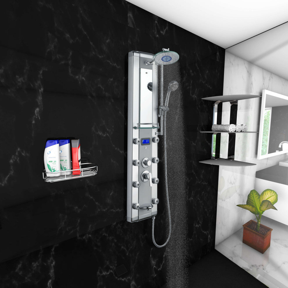 Blue Ocean 52"? Aluminum SPA33D Shower Panel Tower with Rainfall Shower Head