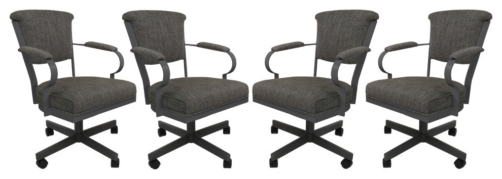 Set of 4, Miami Swivel Metal Caster Chairs, Reading Base, Plumley Cocoa, Gray