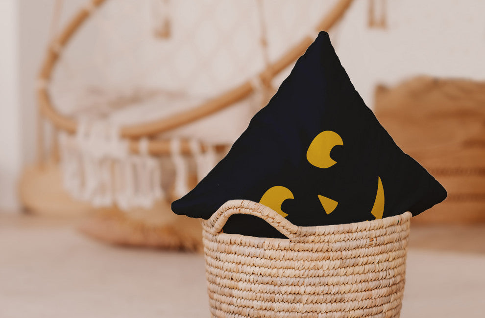 Halloween JackoLanternLeft Indoor/Outdoor Throw Pillow, Navy, 18"x18"