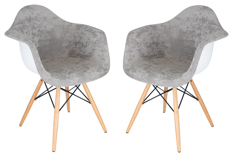 LeisureMod Willow Velvet Eiffel Wooden Base Accent Chair Set of 2