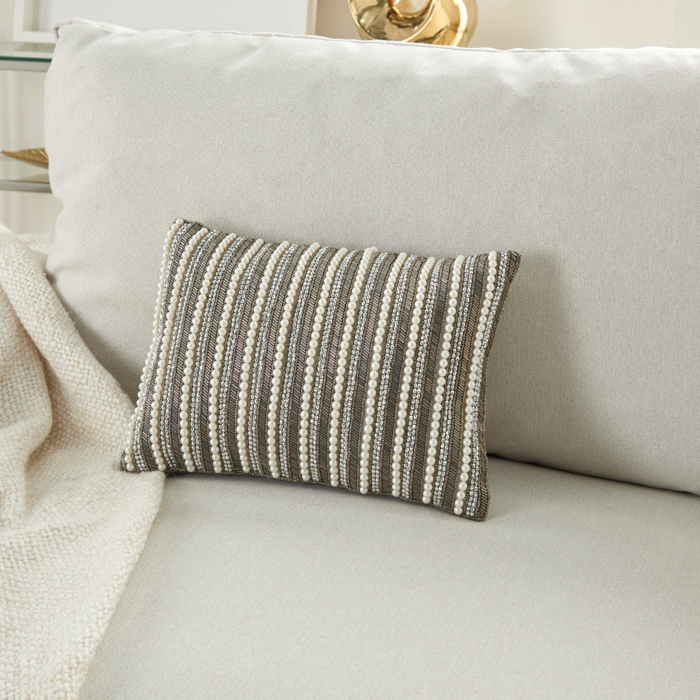 Mina Victory Z2014 Throw Pillow, Pewter, 10" x 14"