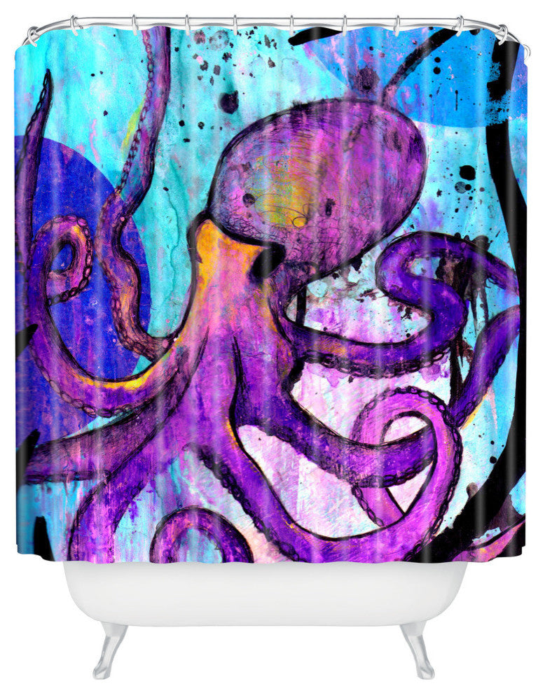 Sophia Buddenhagen Purple Octopus Shower Curtain