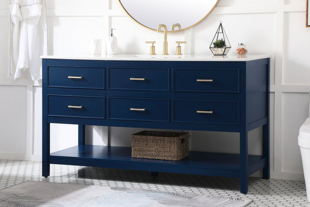 Home Living 60" Single Bathroom Vanity, Blue
