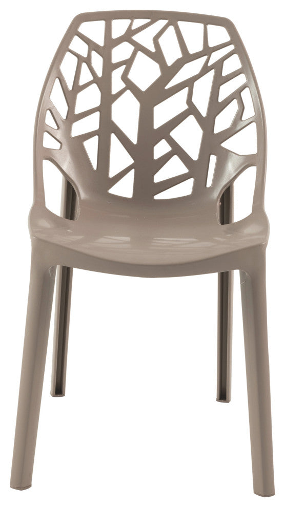 Stackable Plastic Accent Dining Chair for Indoor and Outdoor, Solid Taupe