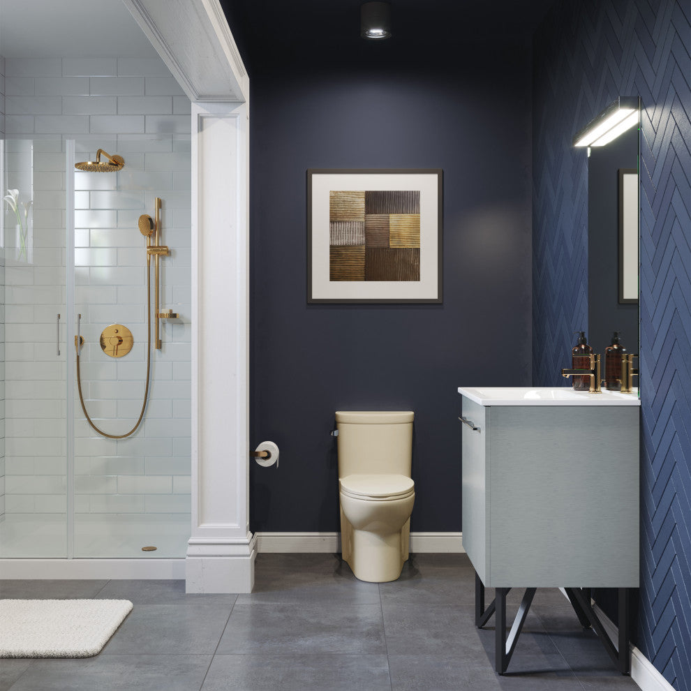 Sublime One Piece Elongated Toilet, Bisque, Single Flush