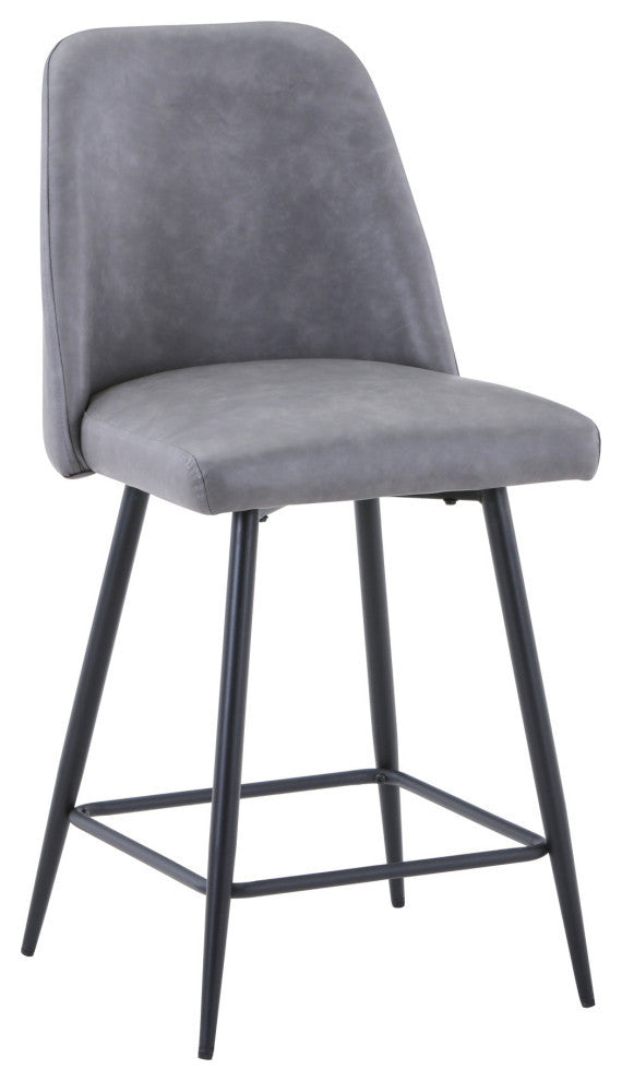 Modern Faux Leather Upholstered Counter Height Barstool, Set of 2