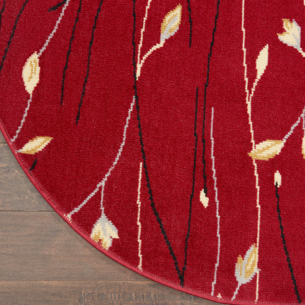 Nourison Grafix 8' x Round Red Contemporary Indoor Area Rug