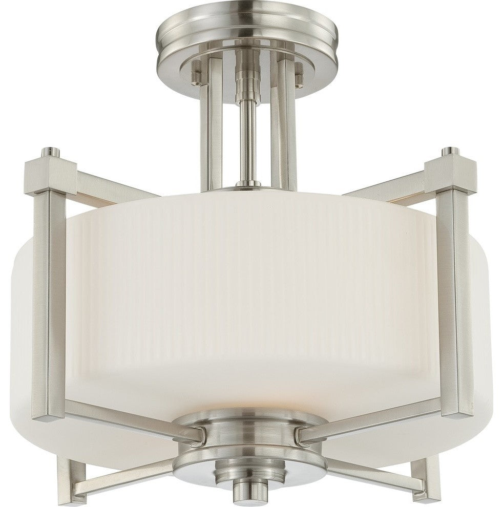 Nuvo 2-Light Wright Close-to-Ceiling Light Fixture, Brushed Nickel