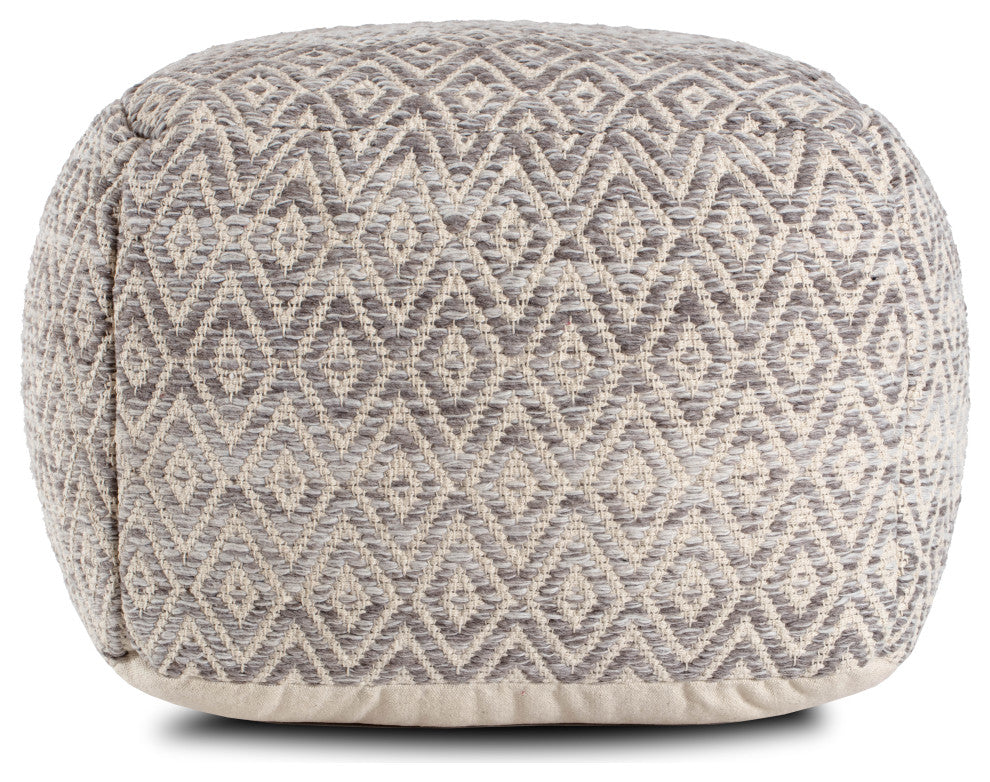 Cherokee Slate 22"x22"x17" Gray/Beige Pouf