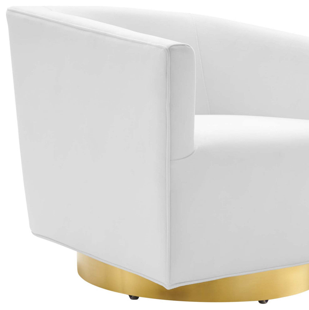 Twist Accent Lounge Performance Velvet Swivel Chair, Gold White