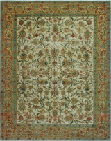 Fine Vintage Distressed Kaleb Ivory/Green Rug, 9'6 x 12'7