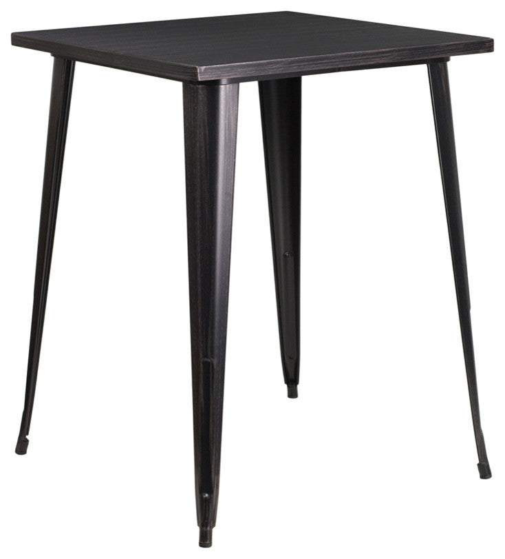 31.5'' Square Bar Height Metal Indoor-Outdoor Table, Black/Antique Gold