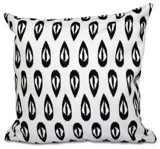 Ikat Tears, Geometric Print Pillow, Black, 18"x18"