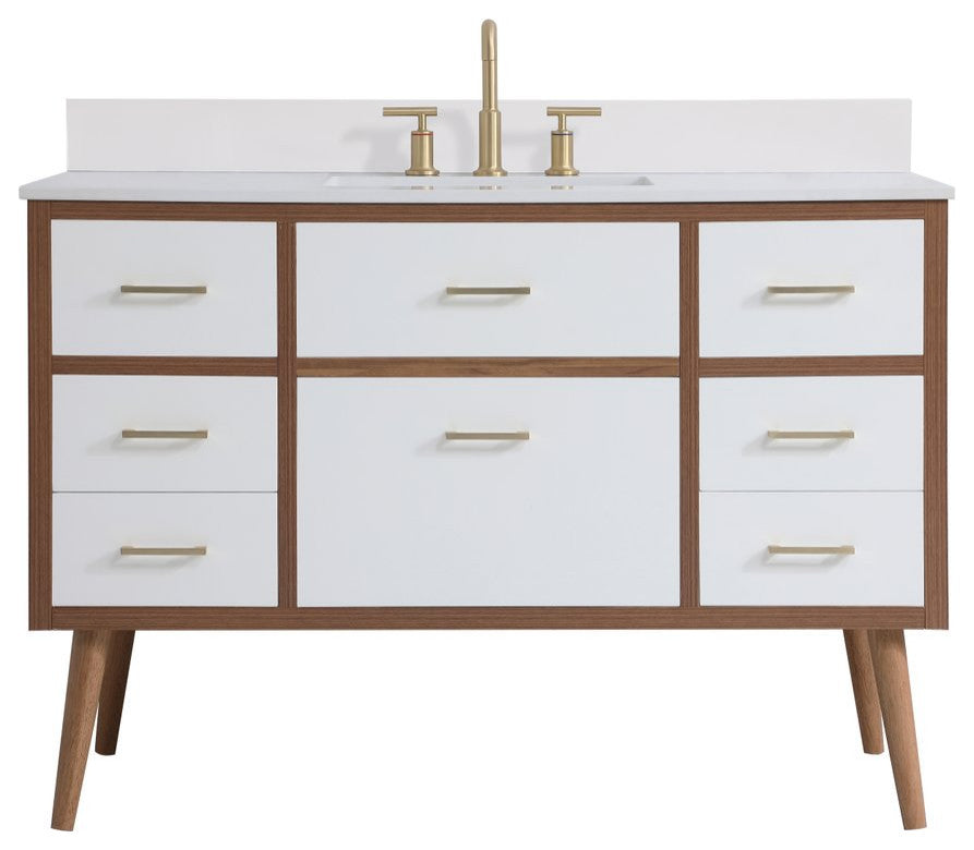 Bella 48" Bathroom Vanity, White With Backsplash