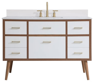Bella 48" Bathroom Vanity, White With Backsplash