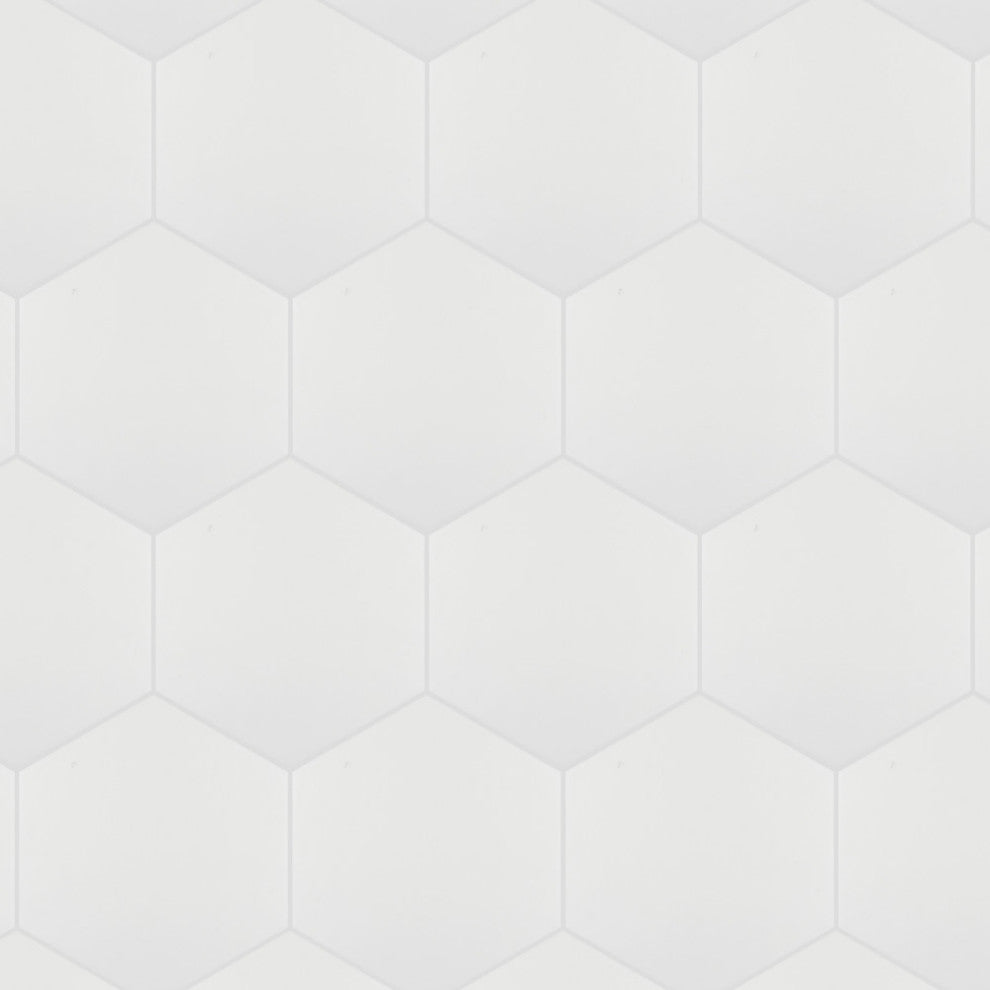 Hextile Ceramic Floor and Wall Tile, Matte Blanco, 25