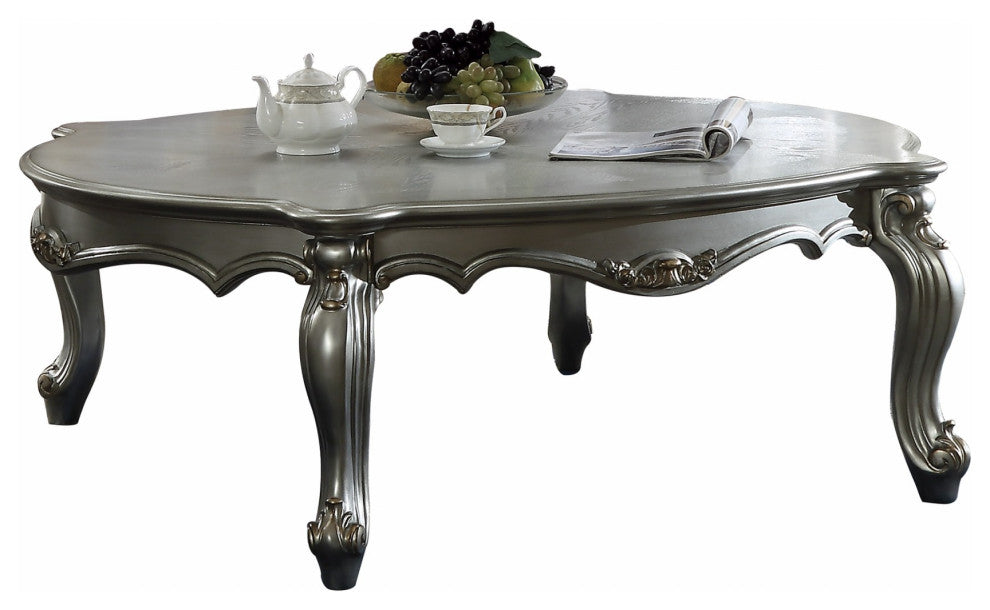 47" Antique Platinum Wood Poly Resin  Coffee Table