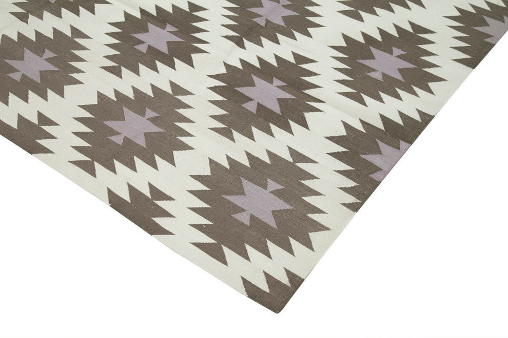 Rug N Carpet - Handmade Wool 7' 11'' x 9' 10'' Geometric Dhurrie Kilim Rug