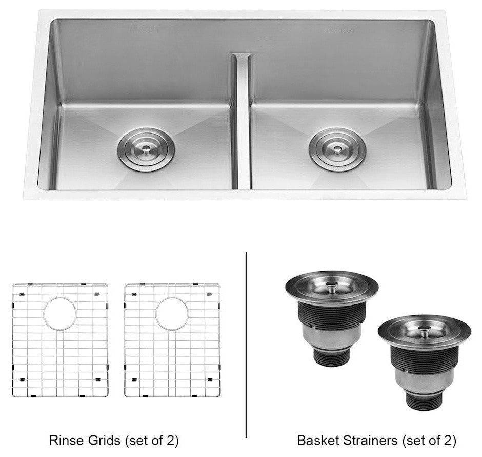 Ruvati 30" Low-Divide Undermount Stainless Steel Kitchen Sink, RVH7355