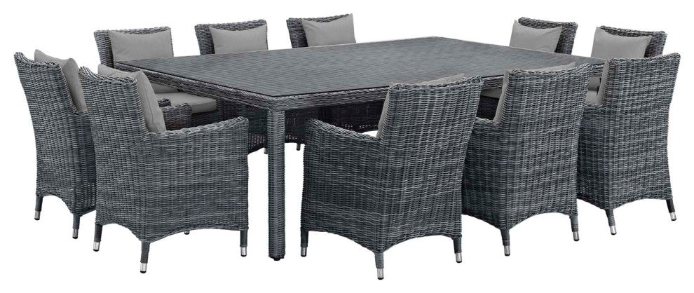 Canvas Gray Summon 11 Piece Outdoor Patio Sunbrella Dining Set