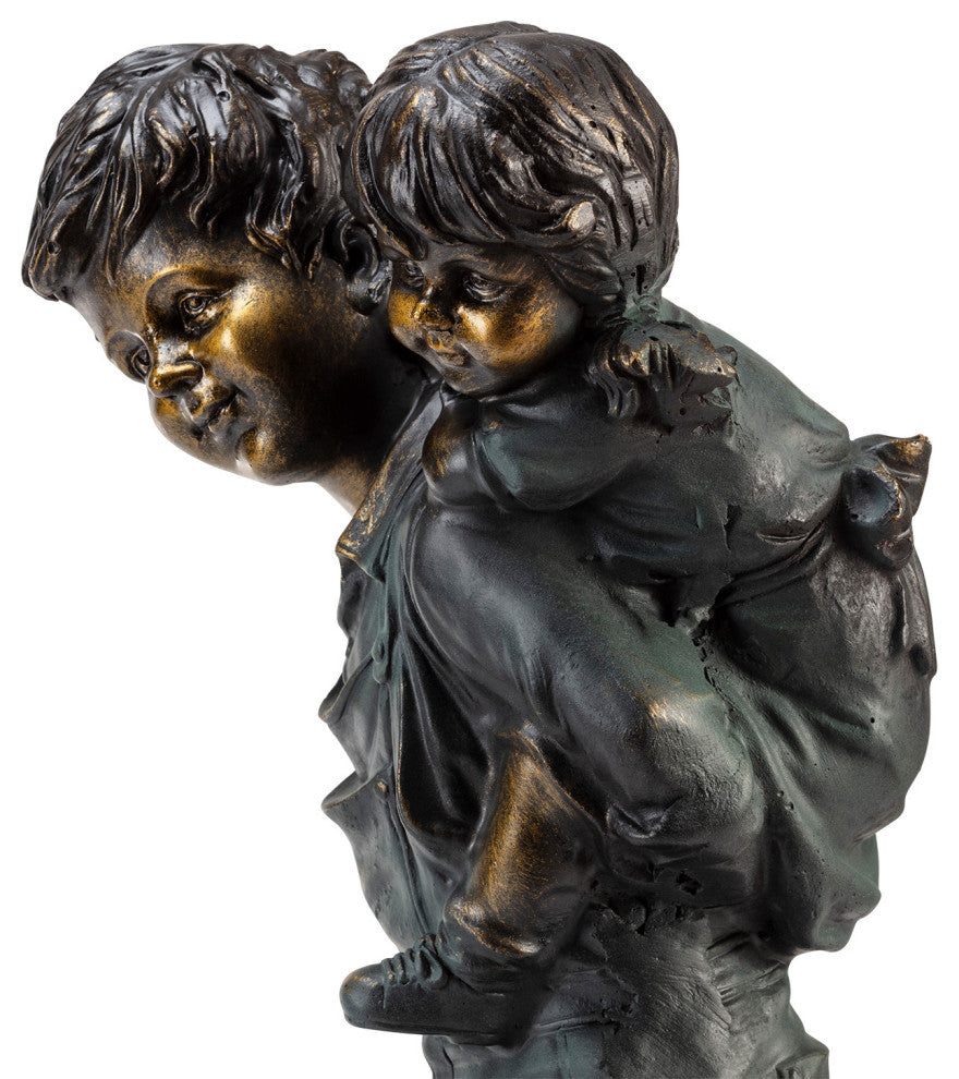 Playful Piggyback Ride Statue