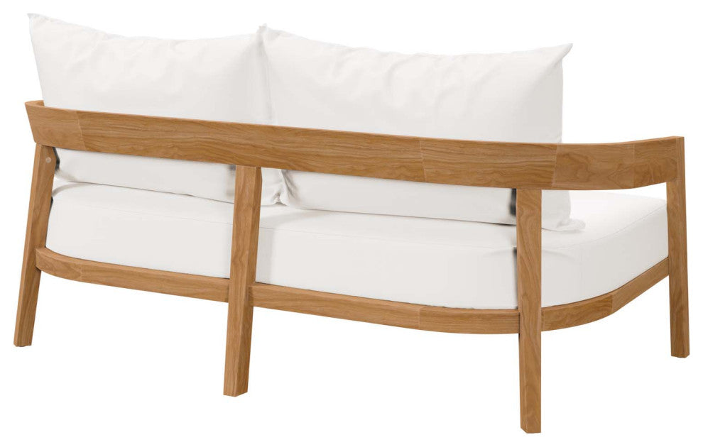 Brisbane Teak Wood Outdoor Patio Loveseat, Natural White
