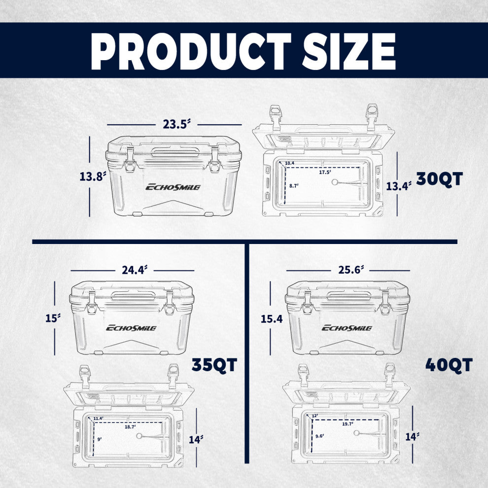 EchoSmile 30 qt. Rotomolded Cooler, White