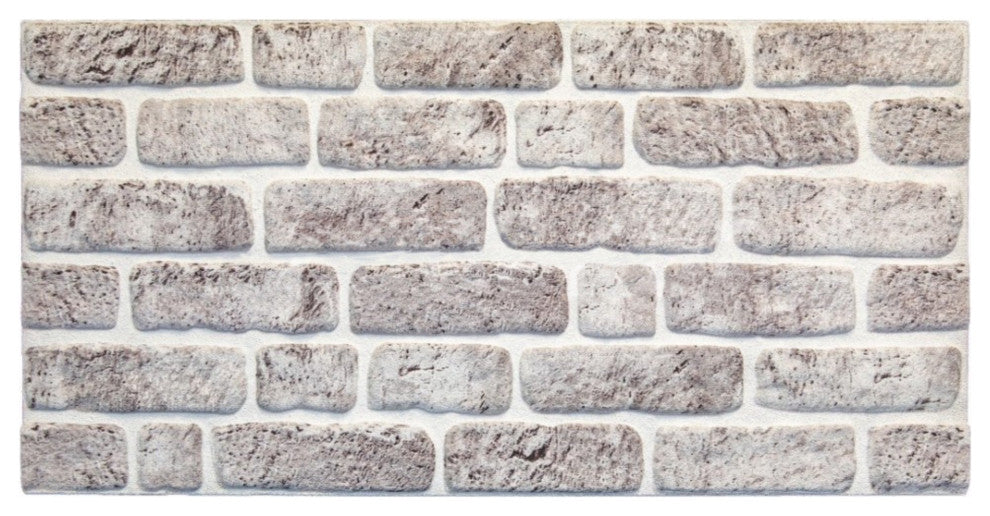 Faux Brick 3D Wall Panels, White Gray, Sample 10x10"