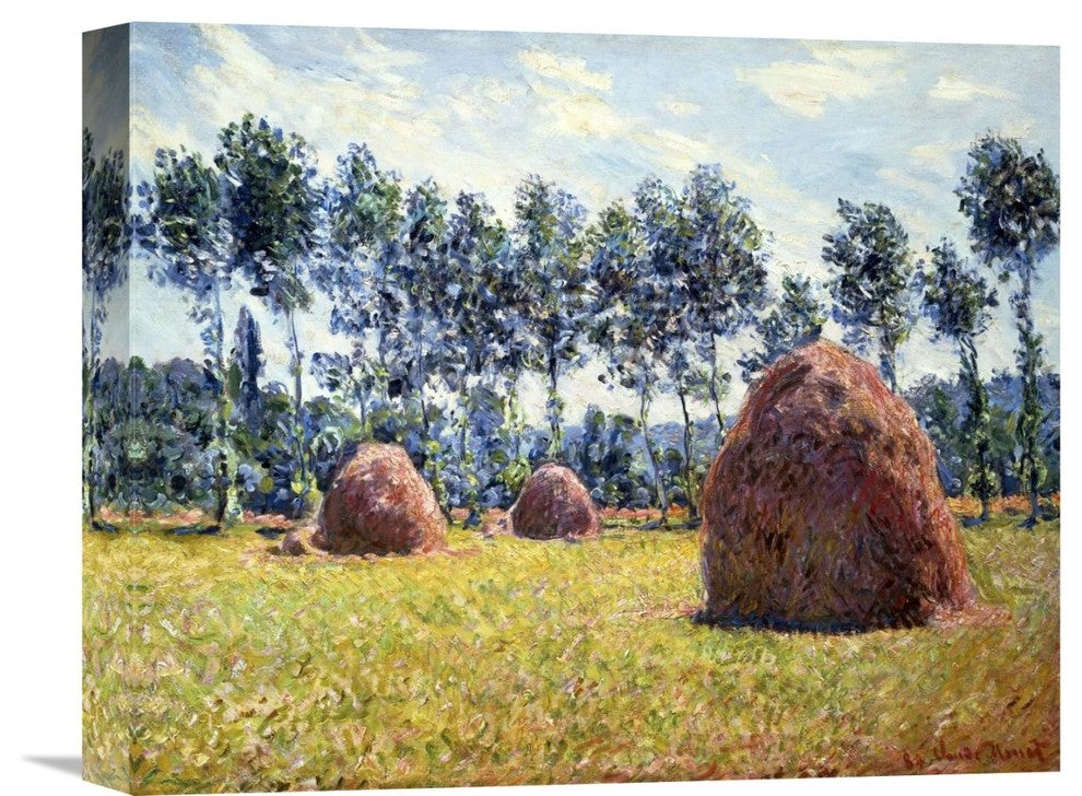 "Haystacks at Giverny" Stretched Canvas Giclee by Claude Monet, 16"x13"