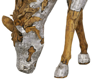 Mustang Horse Armored Sculpture, Grazing