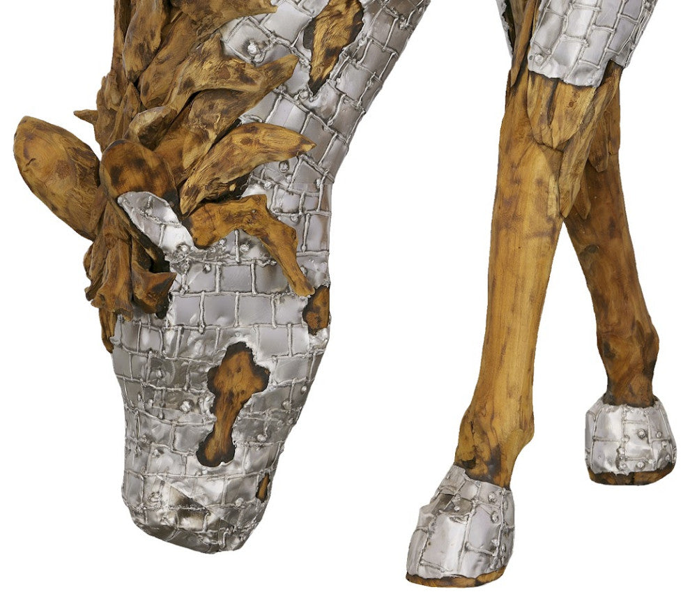 Mustang Horse Armored Sculpture, Grazing