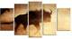Blue Wildebeest Running in Dust, African Canvas Art Print, 60"x32", 5 Panels