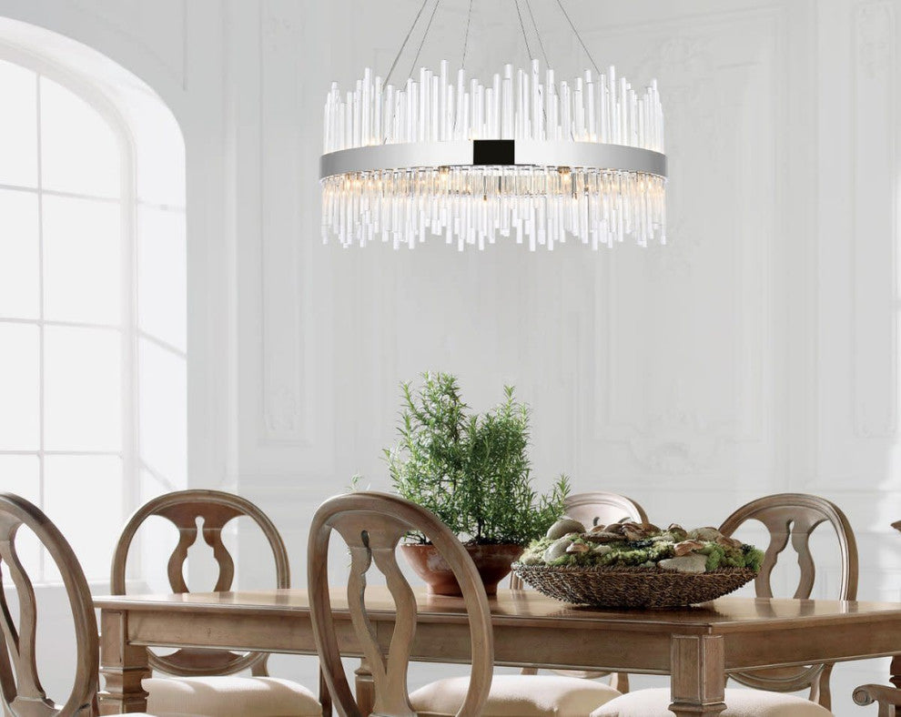 Elegant Lighting 3000D36 Dallas 20 Light 36"W Crystal Drum - Chrome