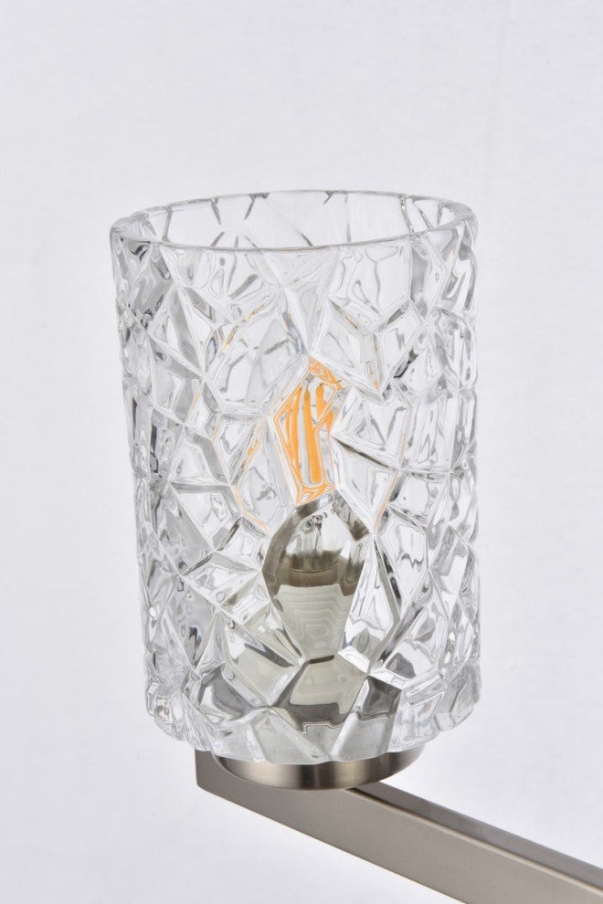 Conor 3-Light Bath Sconce, Satin Nickel With Clear Shade