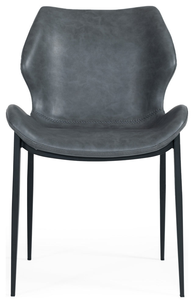 Modrest Instone Industrial Dark Gray Eco-Leather Dining Chair, Set of 2