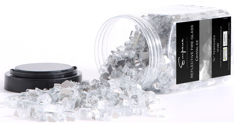 Empava 10 lbs. 1/2" Reflective Tempered Fire Glass for Gas Fire, Crystal Ice