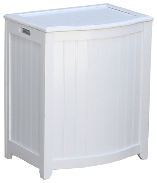 Oceanstar Bowed Front Wood Laundry Hamper With Interior Bag, White