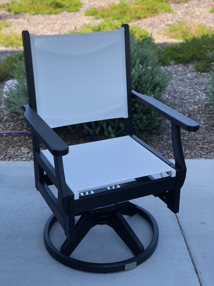 Tuscany Sling Swivel Dining Set, Black, 6-Piece