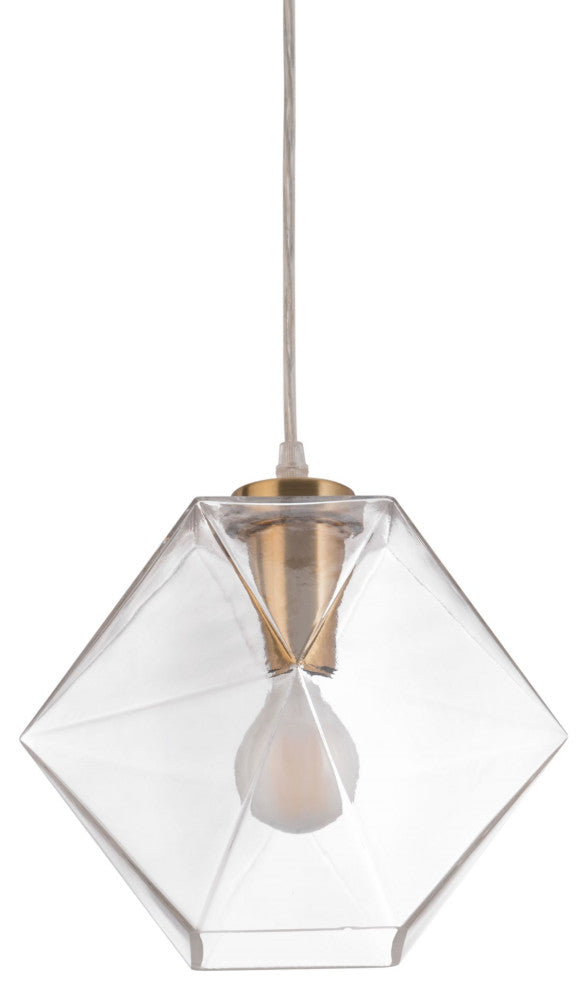Pendant Ceiling Light Fixture, Glass, Steel Metal, Gold, Clear, Lounge Cafe