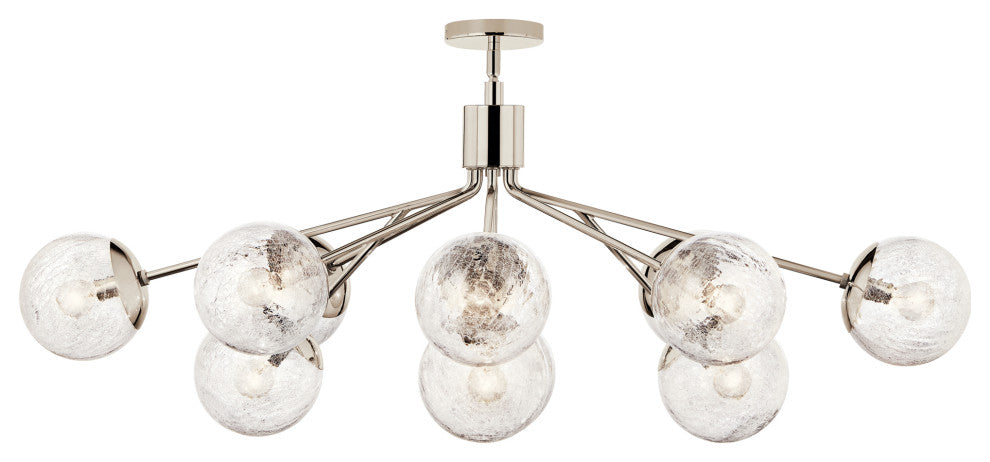 Silvarious Linear Convertible Chandelier, Polished Nickel, 12 Light